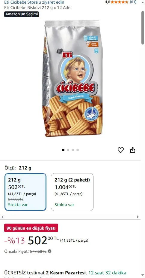 Eti Cicibebe Bisküvi 212 g x 12 Adet