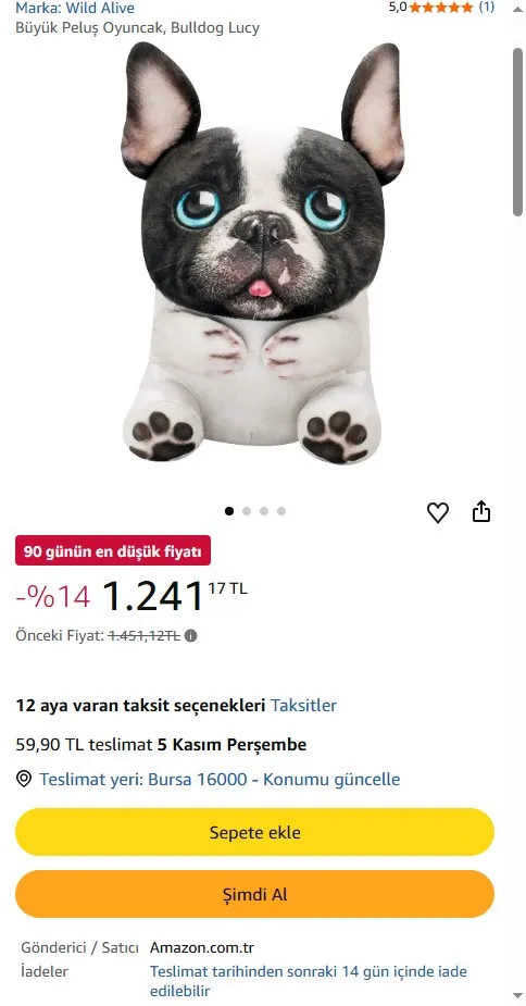 Büyük Peluş Oyuncak, Bulldog Lucy