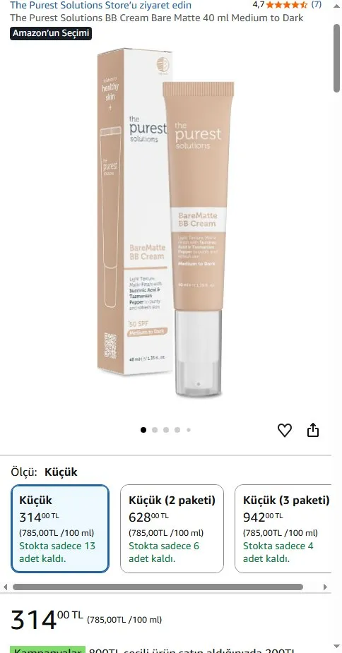 The Purest Solutions BB Cream Bare Matte 40 ml Medium to Dark