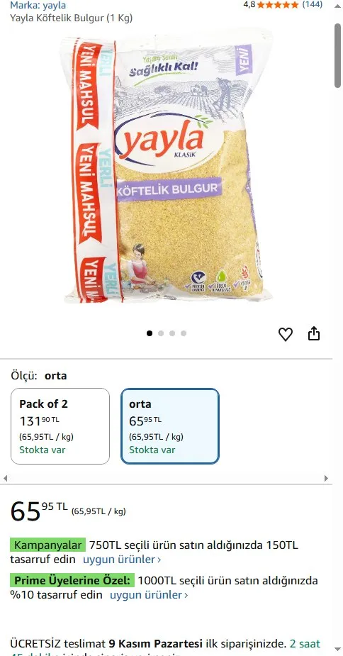 Yayla Köftelik Bulgur (1 Kg)
