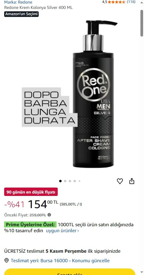 Redone Krem Kolonya Silver 400 ML