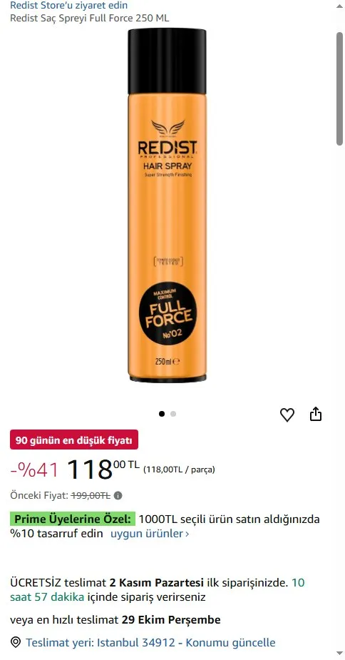 Redist Saç Spreyi Full Force 250 ML