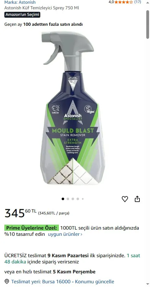Astonish Küf Temizleyici Sprey 750 Ml