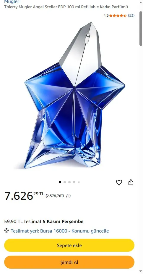 Thierry Mugler Angel Stellar EDP 100 ml Refillable Kadın Parfümü
