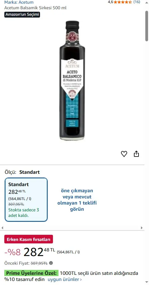 Acetum Balsamik Sirkesi 500 ml