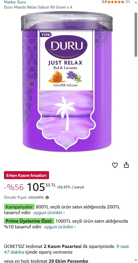 Duru Moods Relax Sabun 90 Gram x 4