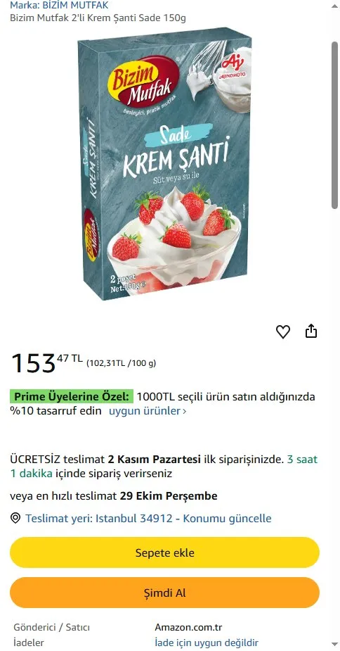 Bizim Mutfak 2'li Krem Şanti Sade 150g