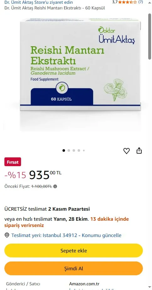 Dr. Ümit Aktaş Reishi Mantarı Ekstraktı - 60 Kapsül