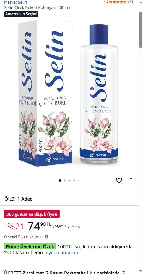 Selin Çiçek Buketi Kolonyası 400 ml