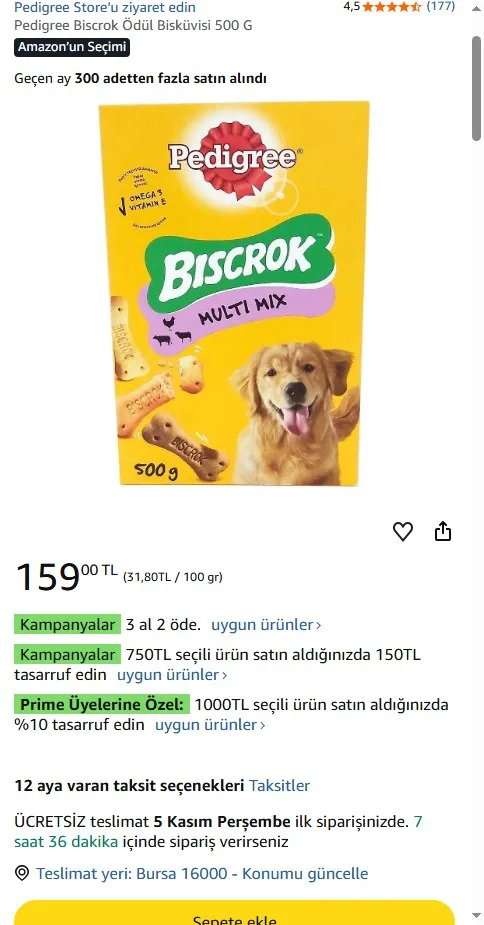Pedigree Biscrok Ödül Bisküvisi 500 G