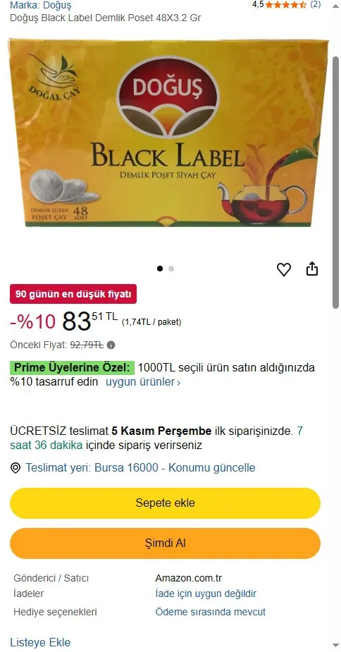 Doğuş Black Label Demlik Poset 48X3.2 Gr