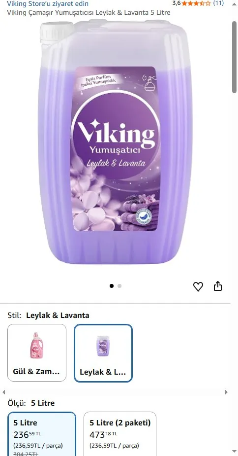 Viking Çamaşır Yumuşatıcısı Leylak & Lavanta 5 Litre