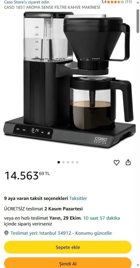 CASO 1851 AROMA SENSE FİLTRE KAHVE MAKİNESİ