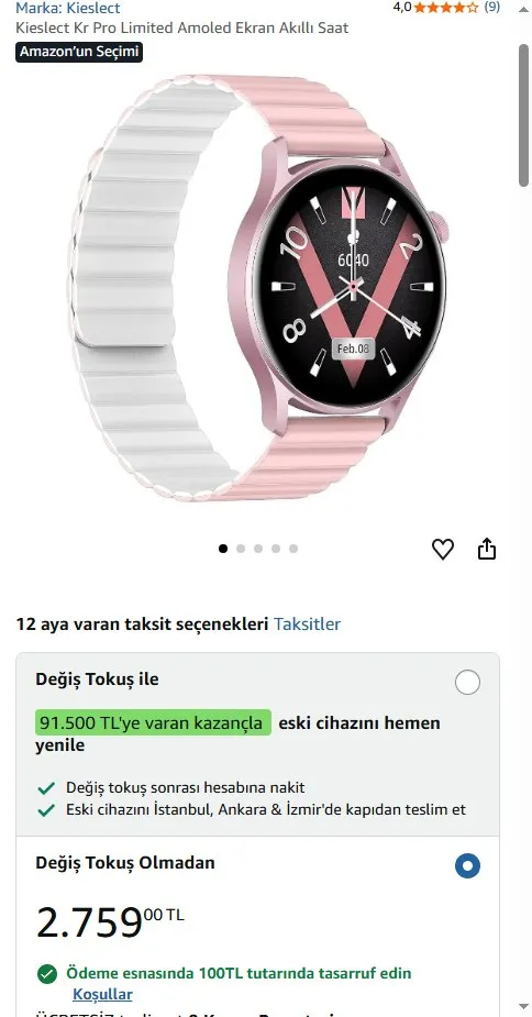 Kieslect Kr Pro Limited Amoled Ekran Akıllı Saat
