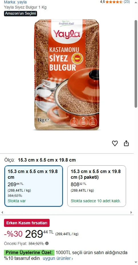 Yayla Siyez Bulgur 1 Kg