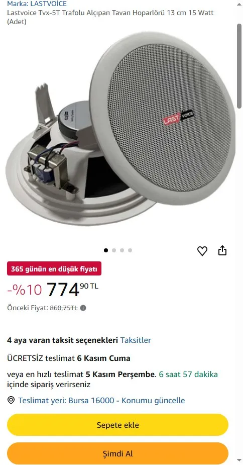 Lastvoice Tvx-5T Trafolu Alçıpan Tavan Hoparlörü 13 cm 15 Watt (Adet)