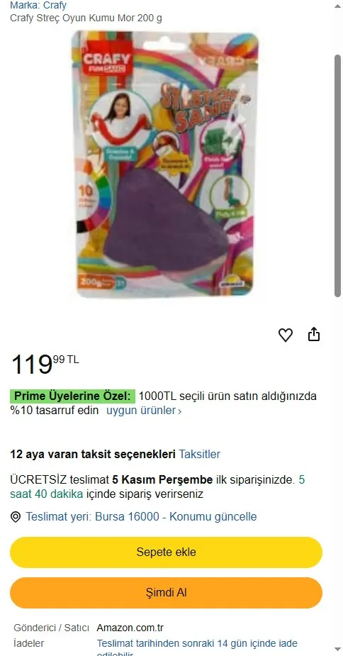 Crafy Streç Oyun Kumu Mor 200 g