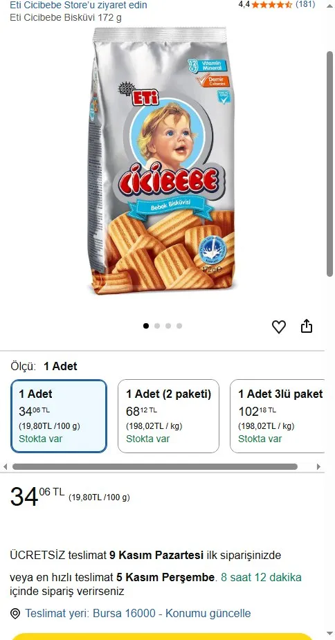 Eti Cicibebe Bisküvi 172 g