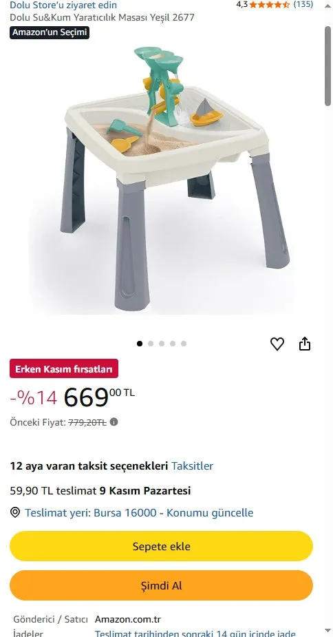 Dolu Su&Kum Yaratıcılık Masası Yeşil 2677