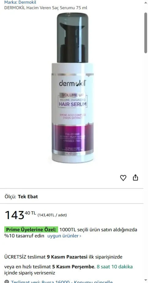 DERMOKİL Hacim Veren Saç Serumu 75 ml