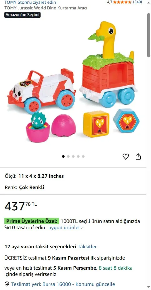 TOMY Jurassic World Dino Kurtarma Aracı