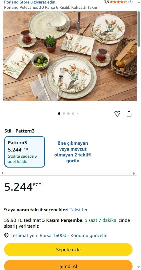 Porland Pelecanus 30 Parça 6 Kişilik Kahvaltı Takımı
