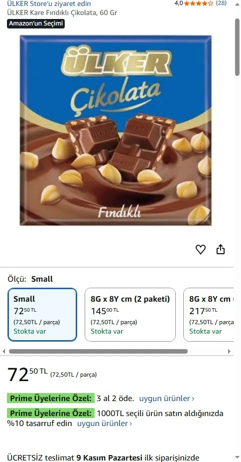 ÜLKER Kare Fındıklı Çikolata, 60 Gr