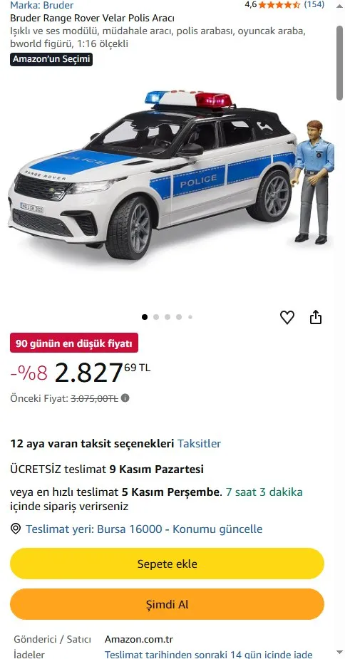 Bruder Range Rover Velar Polis Aracı