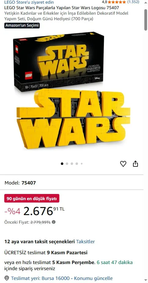 LEGO Star Wars Parçalarla Yapılan Star Wars Logosu 75407