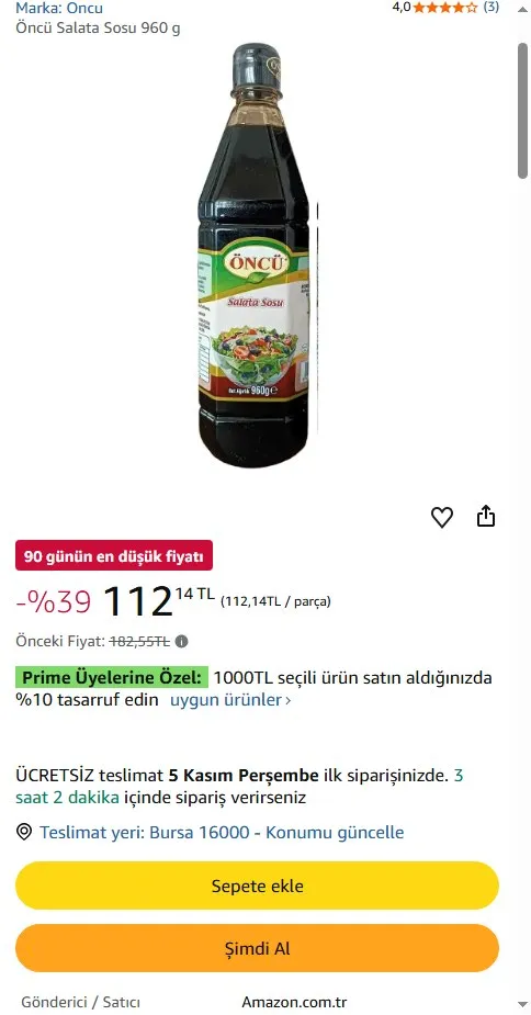 Öncü Salata Sosu 960 g