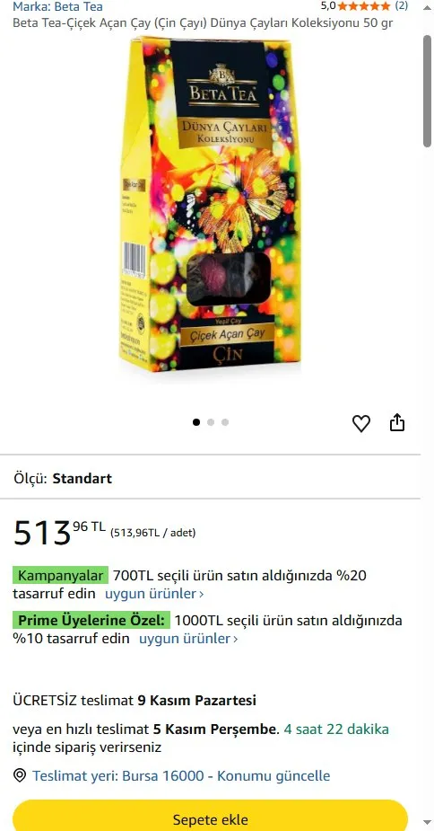 Beta Tea-Çiçek Açan Çay (Çin Çayı) Dünya Çayları Koleksiyonu 50 gr