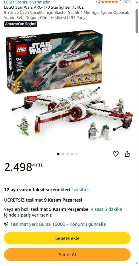 LEGO Star Wars ARC-170 Starfighter 75402