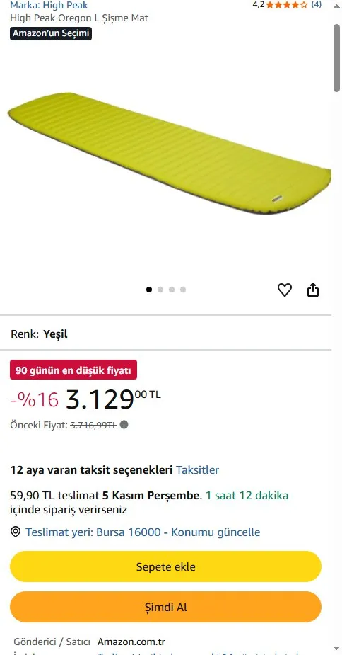 High Peak Oregon L Şişme Mat