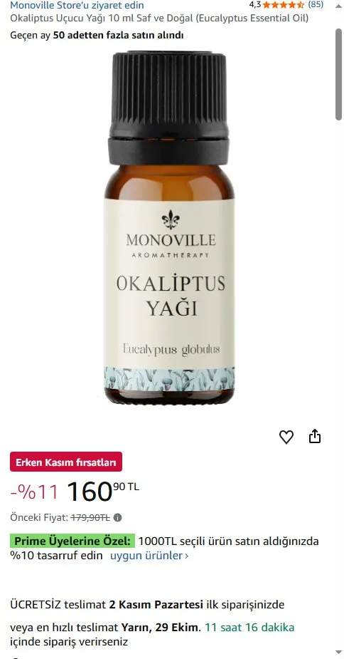 Okaliptus Uçucu Yağı 10 ml Saf ve Doğal (Eucalyptus Essential Oil)
