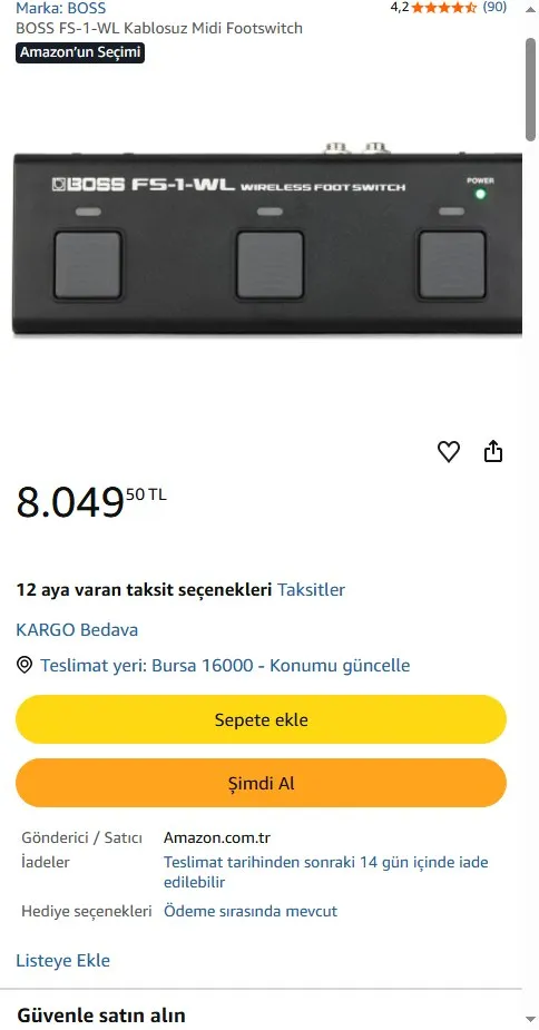 BOSS FS-1-WL Kablosuz Midi Footswitch