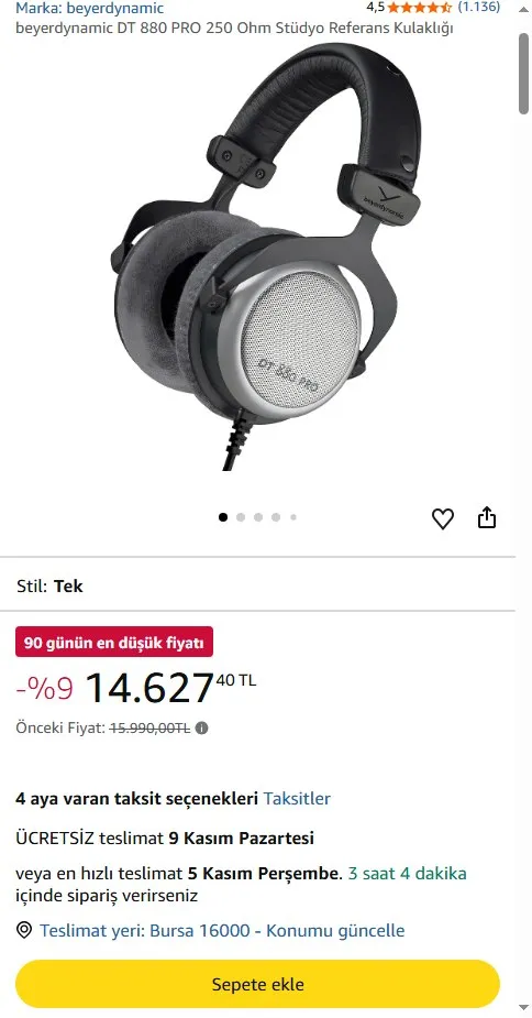 beyerdynamic DT 880 PRO 250 Ohm Stüdyo Referans Kulaklığı