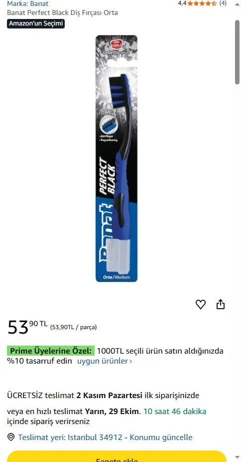 Banat Perfect Black Diş Fırçası Orta