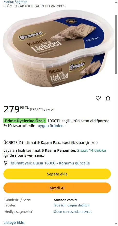 SEĞMEN KAKAOLU TAHİN HELVA 700 G