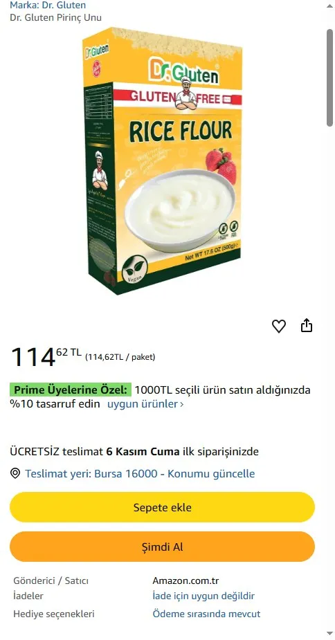 Dr. Gluten Pirinç Unu