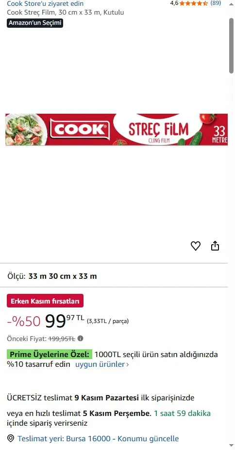 Cook Streç Film, 30 cm x 33 m, Kutulu