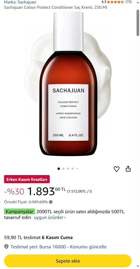 Sachajuan Colour Protect Conditioner Saç Kremi, 250 Ml