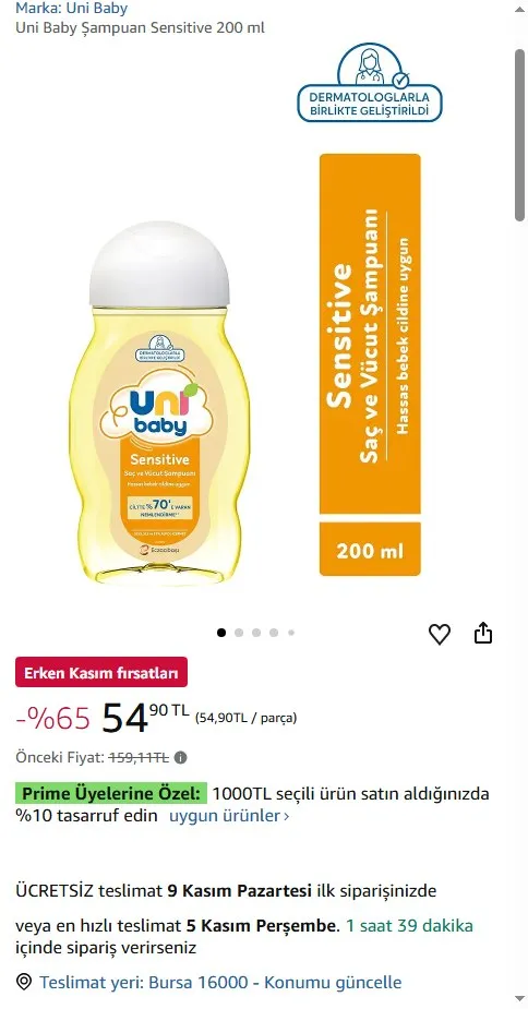 Uni Baby Şampuan Sensitive 200 ml
