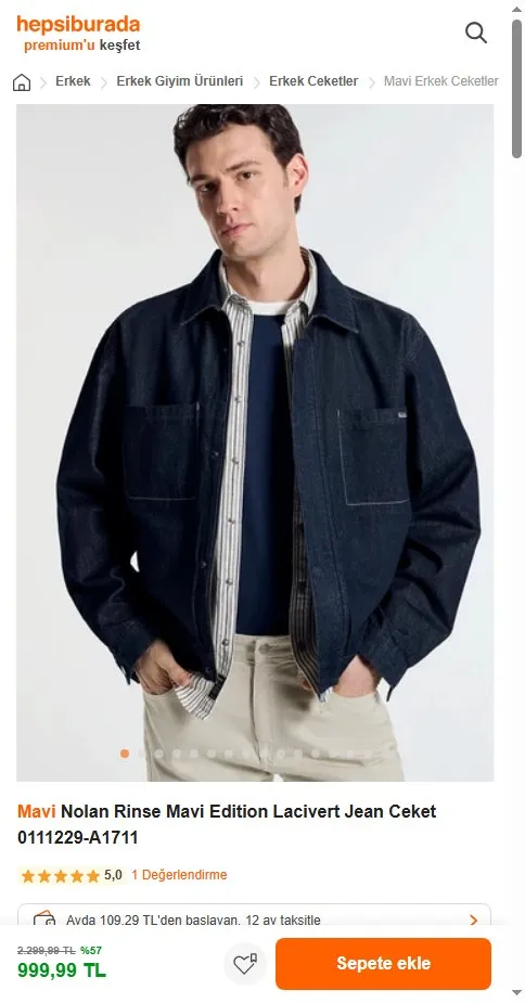 Mavi Nolan Rinse Mavi Edition Lacivert Jean Ceket 0111229-A1711