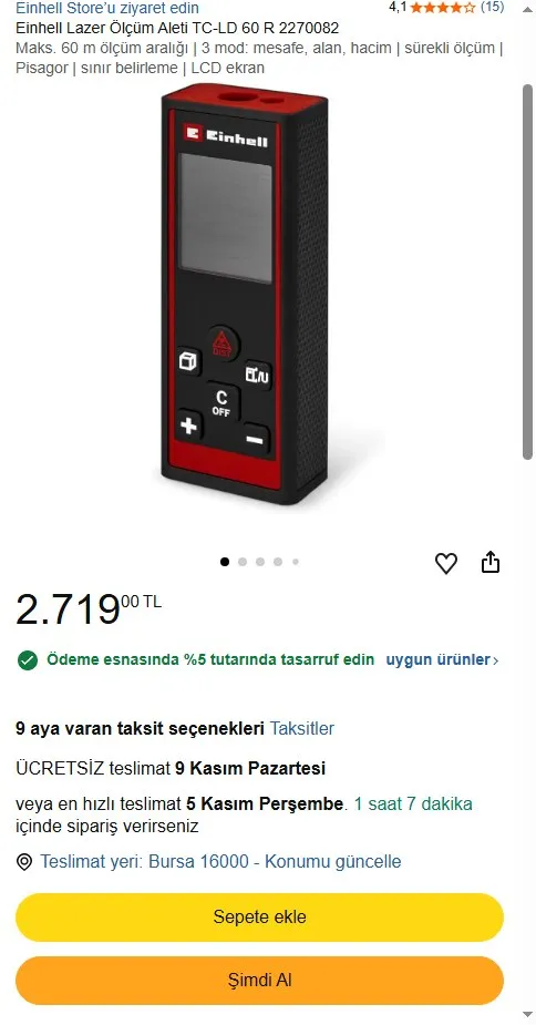 Einhell Lazer Ölçüm Aleti TC-LD 60 R 2270082