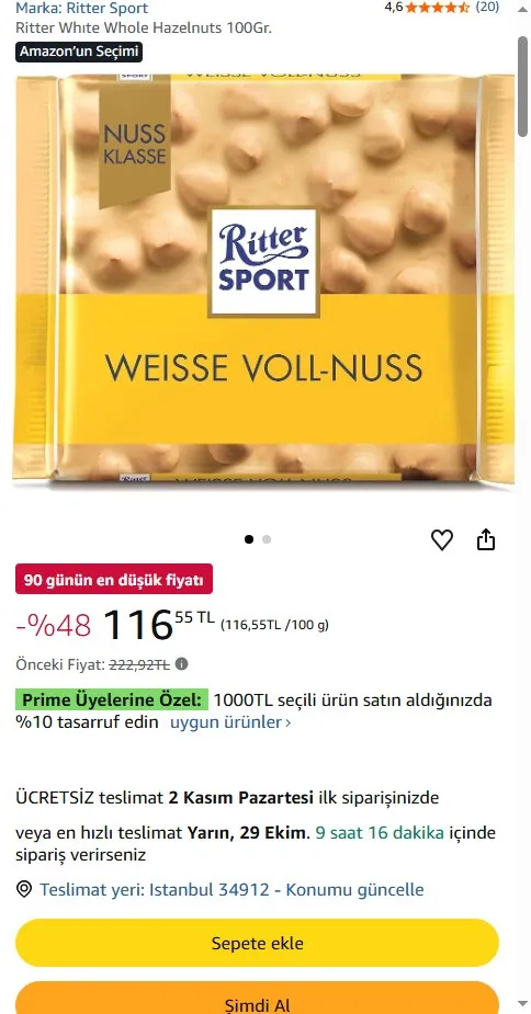 Ritter Whıte Whole Hazelnuts 100Gr.