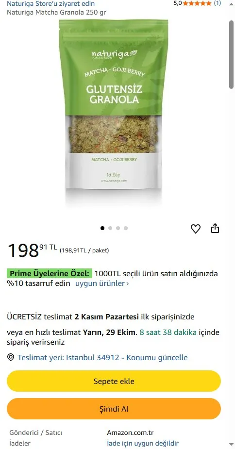 Naturiga Matcha Granola 250 gr