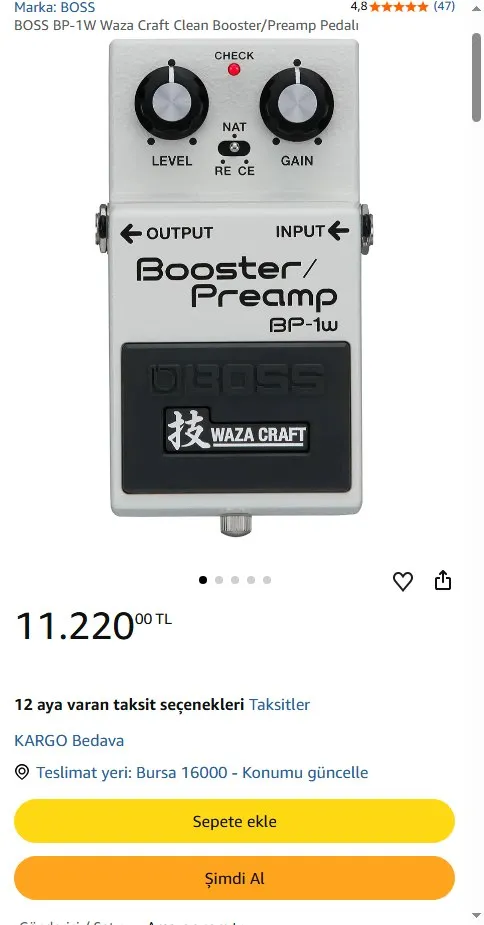 BOSS BP-1W Waza Craft Clean Booster/Preamp Pedalı