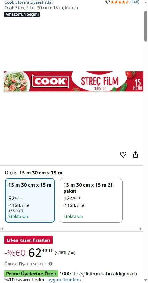 Cook Streç Film, 30 cm x 15 m, Kutulu