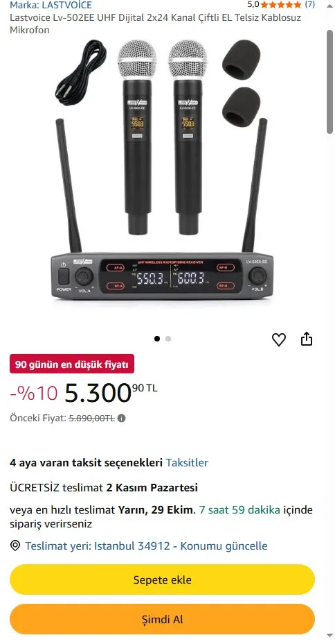 Lastvoice Lv-502EE UHF Dijital 2x24 Kanal Çiftli EL Telsiz Kablosuz Mikrofon