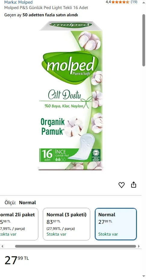 Molped P&S Günlük Ped Light Tekli 16 Adet